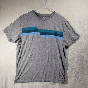 OLD NAVY Mens Gray & Blue Stripe Soft Washed Crew Neck Short Sleeve Shirt L